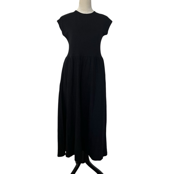 Boden Black Cotton Midi Dress Cap Sleeve Classic Minimal Sz 4 - Picture 4 of 10